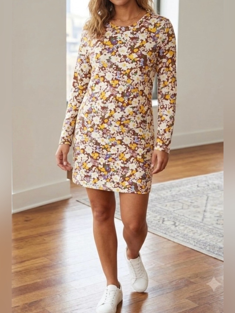 Sanctuary Multi Colored Floral Print Long Sleeve Mini Dress